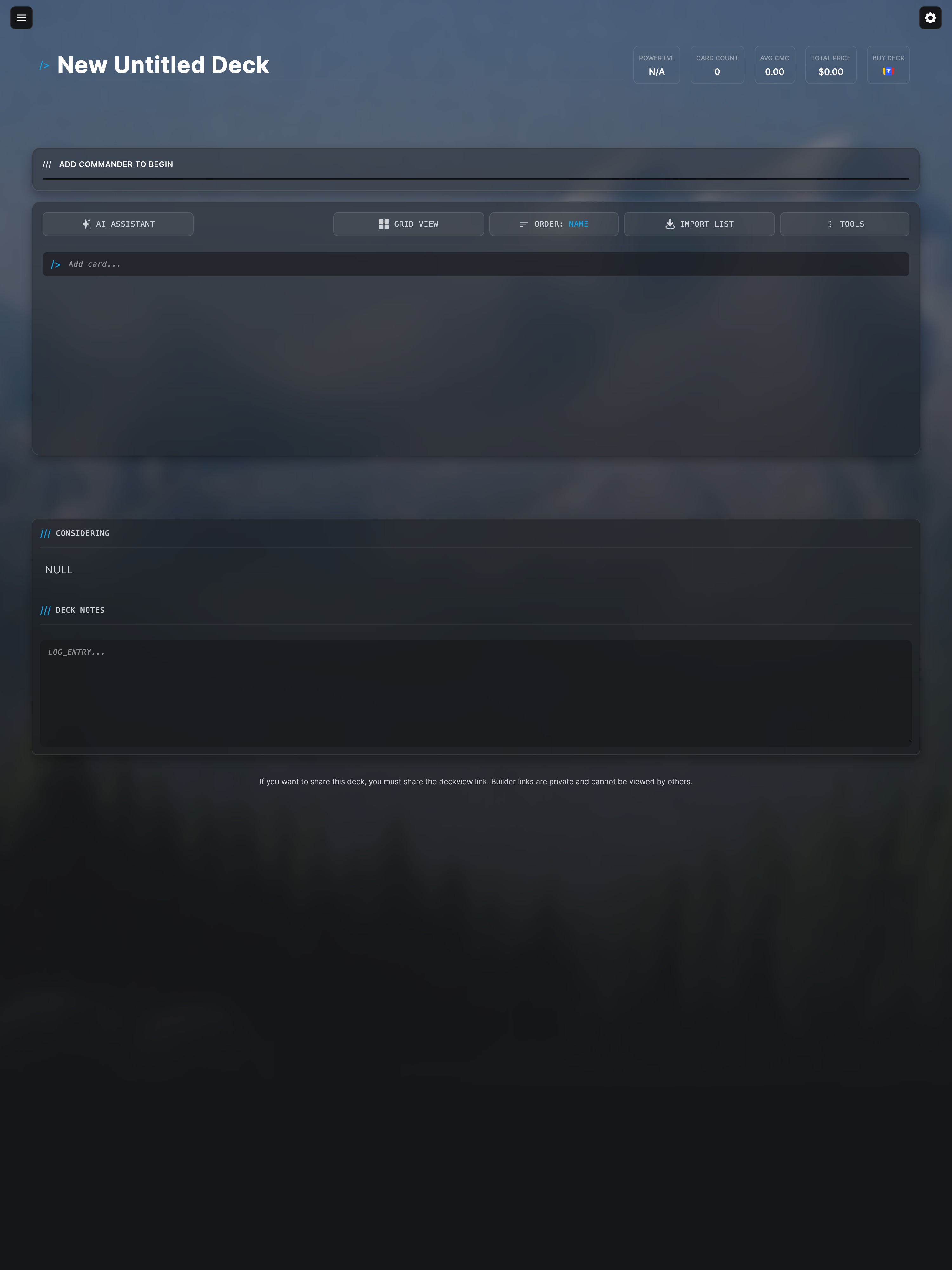 The import modal showing options for URL and text import.